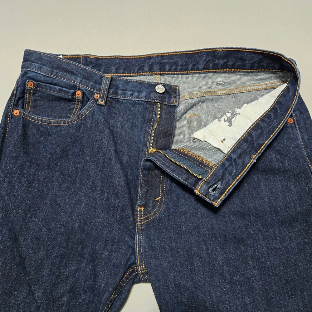 Levi's 505 Jeans‎ Mens 38x32 Dark Wash Straight Leg Regular Fit Denim